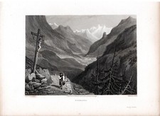 OSSOLA - VAL FORMAZZA - WILLIAM BROCKEDON - Stampa originale d'epoca  1828.