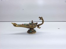 Lampada ad olio vintage in ottone L=15 cm