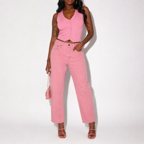 Jeans donna y2k vintage rosa - donna,
