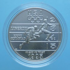 AMERICA DOLLARO 1995 ATLANTA 1996 ARGENTO SILVER COIN FDC COLLEZIONE CURRENCY