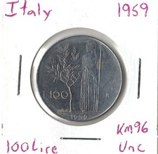 Coin Italy 100 Lire 1959