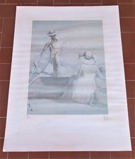Litografia INNOCENZO MELANI In gondola 47x64 FIRMATA NUMERATA grafica Venezia