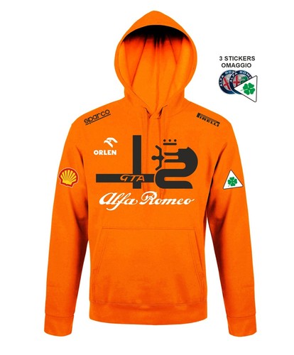 Felpa orange cappuccio alfa - cappuccio,