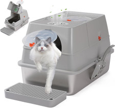 Lettiera per Gatti in Acciaio Inox – Coperta, Adatta per Gatti Piccoli, Medi E G