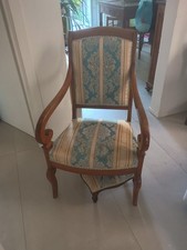 Poltrona di legno di noce fine '800 con panchetto/poggiapiedi 