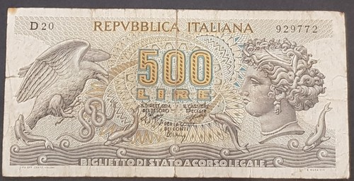 Banconota 500 lire aretusa - banconota,