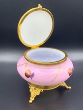 Antico barattolo polvere vanità vetro Moser portagioie ormolu piedi ottone