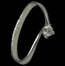 SOLITARIO CON DIAMANTE ANELLO IN ORO BIANCO 18KT CARATI NUOVO DA RAGAZZA O DONNA