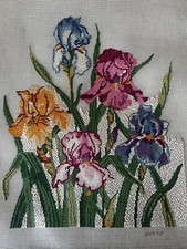 Hand-Stitched Needlepoint Iris