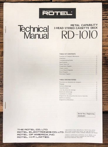 Rotel 1010 cassetta manuale - cassetta,