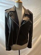 GIACCA MOTO PELLE DI AGNELLO GIUGNO USATA IN OTTIME CONDIZIONI, NERA, L/S CON INSERTI IN MAGLIA A COSTINE, MEDIA