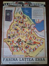 LA CONQUISTA DELL'ABISSINIA - GIOCO DELL'OCA OMAGGIO "CARLO ERBA" ORIGINALE 1936