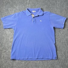 Burberry London Polo Rugby Camicia Collo Manica Corta Uomo L Blu
