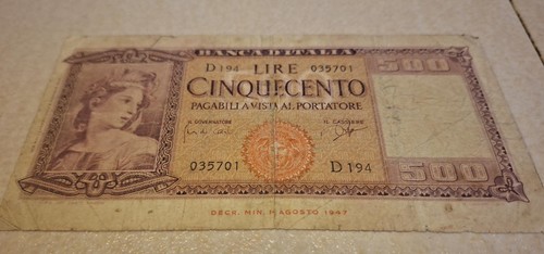 Banconota 500 lire - lire, italia