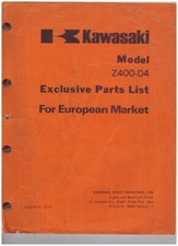 Kawasaki Z400 D4 Lista catalogo ricambi speciali per mercato europeo 19/08/1976