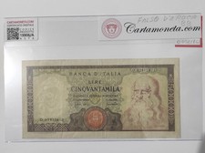 banconote italiane Lire 50.000 Leonardo Falso D'epoca Circolato Certificato