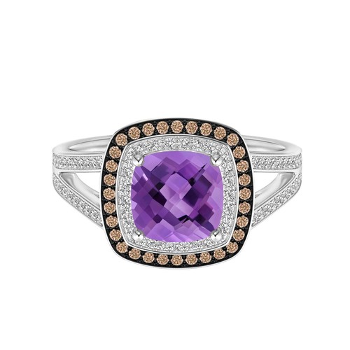 Anello doppio aureola - , ametista