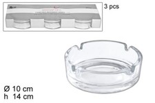 3 PEZZI CENERIERA IN VETRO 11CM TRASPARENTE TRIS POSACENERE PORTACENERE CENICERO