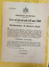 1881 LEVA 1860   MANIFESTO  PROVINCIA  Rovigo   cm. 30 x 41 MINELLI A.