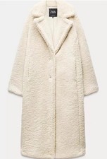 ZARA CAPPOTTO LUNGO FINTO SHEARLING BIANCO OSTRICA NUOVO FW24/25 TAGLIE L REF 1255/856