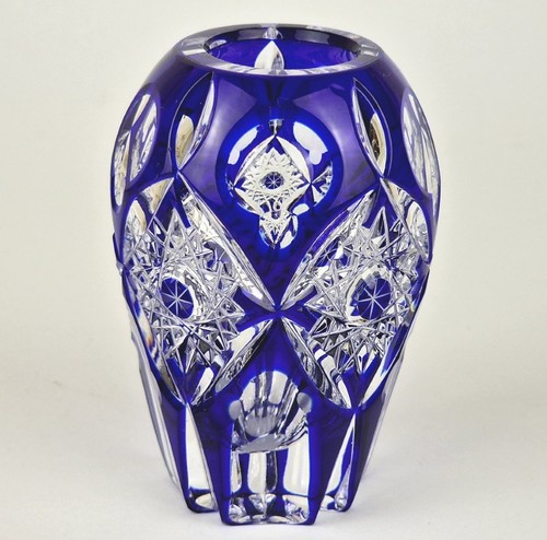 Vaso cristallo vetro blu - vaso,