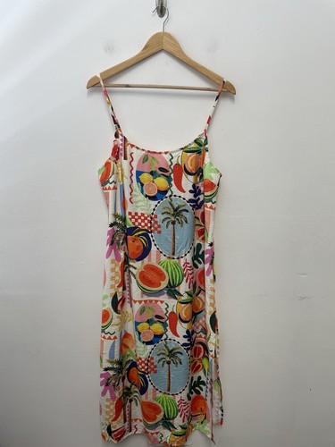 Abito midi slip stampa palma