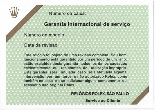 Rolex certificate service - certificate,