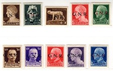 FRANCOBOLLI ITALIA REPUBBLICA SOCIALE 1943-44 SOPRASTAMPA GNR SU VALORI DEL 1929