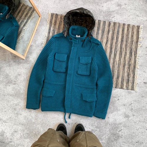 Giacca blu maglia lana - blu,