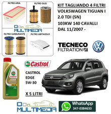 TAGLIANDO 4 FILTRI E OLIO CASTROL 5W30 VOLKSWAGEN TIGUAN I 2.0 TDI 103KW 140 CV