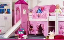 letto a soppalco con scivolo e torre bambina principesse