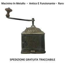 Antico / Vecchio MACININO DA CAFFE' A MANOVELLA • In Metallo Originale D’Epoca