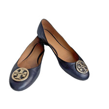 Ballerine Tory Burch Claire taglia 8,5 nere in pelle nappa tono oro