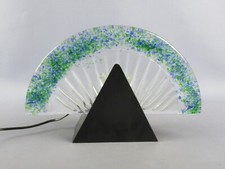 Lampada da tavolo a ventaglio vetro Murano base metallo nero vintage XX Sec.
