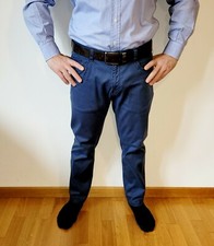 pantaloni jeans chino blu a micro motivo a quadri taglia 33/34 (48/50)