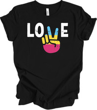 T-shirt regalo Love Peace Sign mano divertente Lgb bandiera pansessuale colori