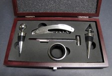 Elegante cassettina legno con set enologo mai usato accessori vino sommelier