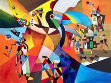 MILJENKO BENGEZ 60x80 serigrafia su cartone " Un grosso uccello " A big bird