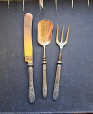 Lotto 3 antiche posate in metallo da collezione