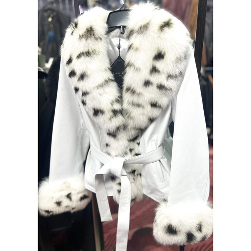 Women white black leather - &,