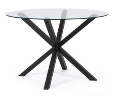 Tavolo rotondo in vetro temperato  e struttura in metallo moderno 114 cm