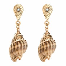 Artigianale Madreperla Oceano Conchiglia Donna 18K Oro Orecchini a Lobo