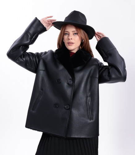 Giacca donna shearling nera