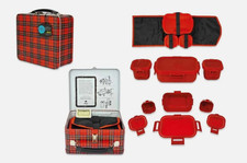 Heritage Tartan Lunch Box Kit Antiperdite Bento Conservazione Alimenti Set 5 Pezzi Rosso