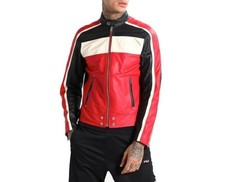 Giacca Moto Uomo Rosso Nero