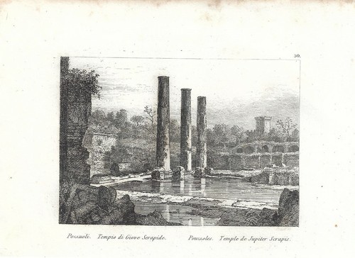 Stampa antica pozzuoli tempio - stampa,