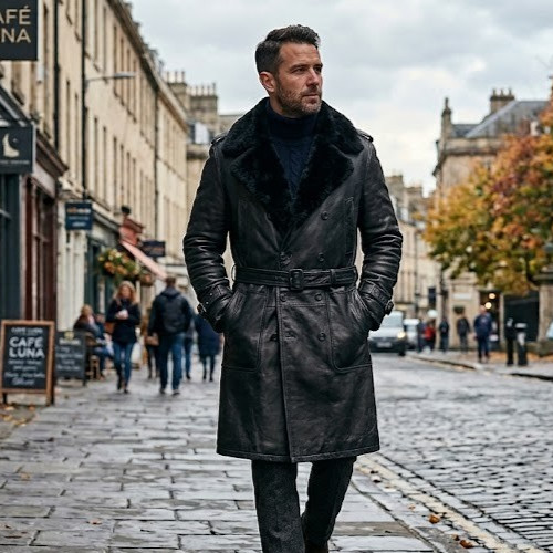 Trench cappotto uomo pelle
