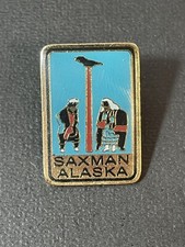 Cappello smaltato vintage Saxman Alaska spilla bavero totem palo nativi americani