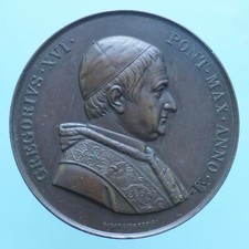 GREGORIO XVI MEDAGLIA 1841 EMESSA PER LA VISITA DEL PAPA A VITERBO BRONZO 