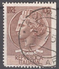 REPUBBLICA 1955 ITALIA TURRITA 100 LIRE VARIETA' N.785/Ifa US. CERT.